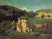 Gustave Courbet Les Demoiselles de Village oil on canvas